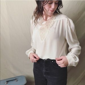 Gorgeous Sheer Vintage Cream Blouse